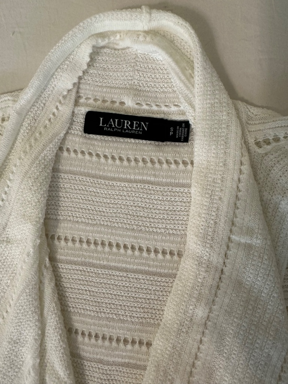 Lauren Ralph Lauren 2-Pc Set: Striped Wide Leg Pants & Pointelle Cardigan Size S - Picture 6 of 6